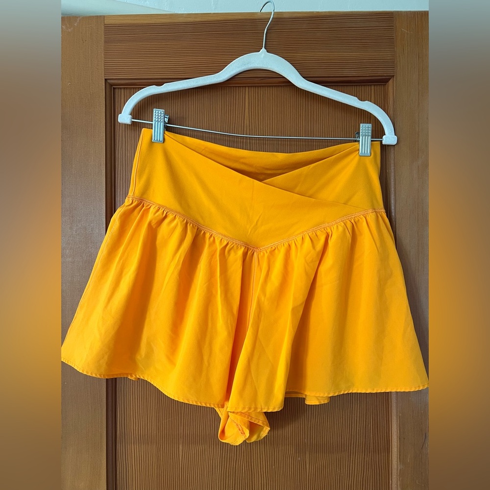 Orange Aerie crossover shorts
